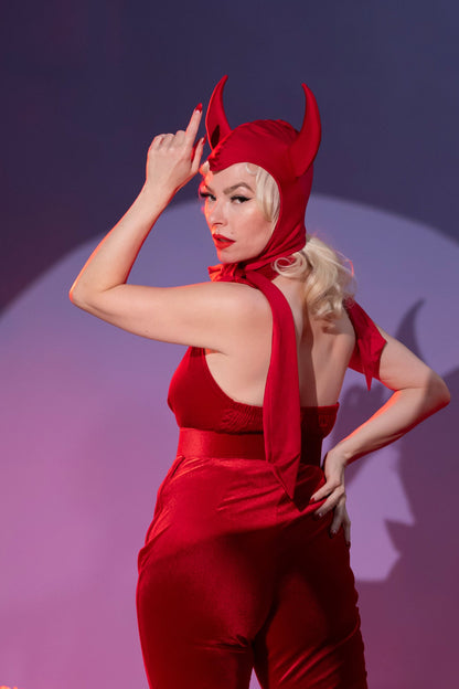 Pinup Halter Top in RED Velvet BACKORDER