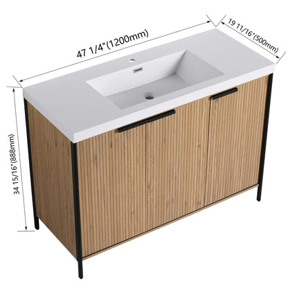 Nuvia 48-Inch Modern Light Coffee Freestanding Vanity With Resin Sink (SAK97502)