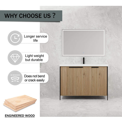 Nuvia 48-Inch Modern Light Coffee Freestanding Vanity With Resin Sink (SAK97502)