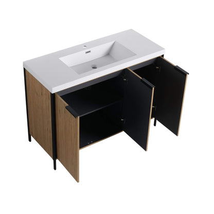 Nuvia 48-Inch Modern Light Coffee Freestanding Vanity With Resin Sink (SAK97502)