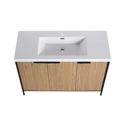 Nuvia 48-Inch Modern Light Coffee Freestanding Vanity With Resin Sink (SAK97502)