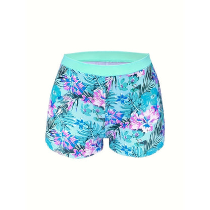 Printed High‑Waist Slimming Bikini Three‑Piece Set