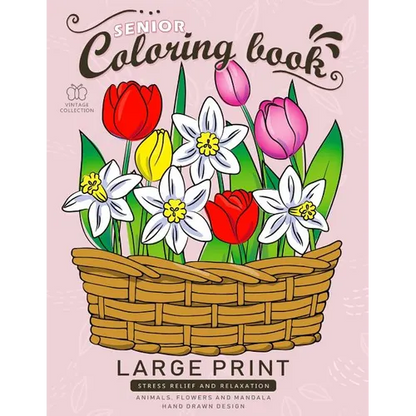 Senior Coloring book: Large Print Adults Coloring Book Flowers and Mandala Stress Relieving Unique Design - Paperback