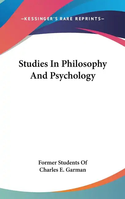 Studies In Philosophy And Psychology - Hardcover