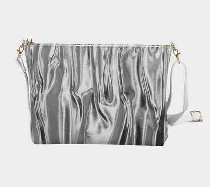 Womens Molten Silver Vegan Crossbody Bag