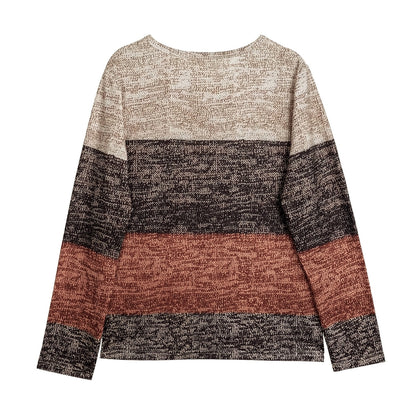 Women's Pullover Color Block Casual Long Sleeved T-shirt
