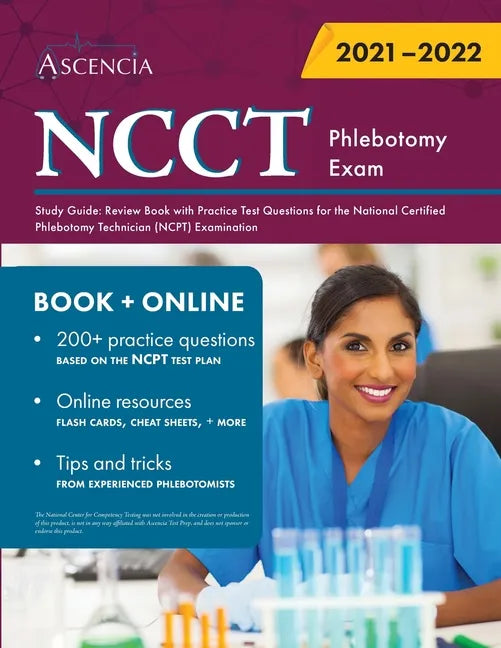 NCCT Phlebotomy Exam Study Guide: Review Book with Practice Test Questions for the National Certified Phlebotomy Technician (NCPT) Examination - Paperback