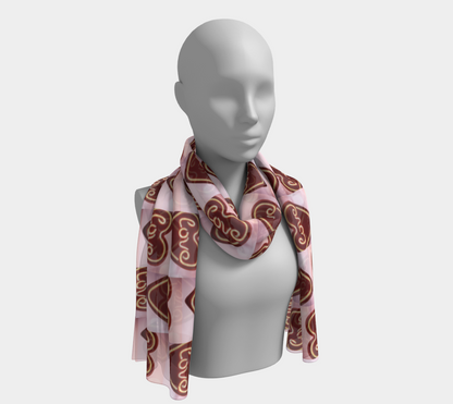 Neon Love Red Heart Design Long Scarf