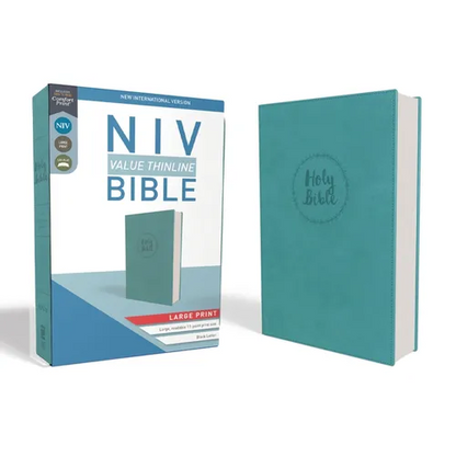 NIV, Value Thinline Bible, Large Print, Imitation Leather, Blue - Imitation Leather