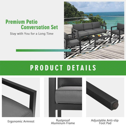 Alora 4-Piece Premium Outdoor Aluminum Furniture Set For Backyard & Poolside (SAK73532)
