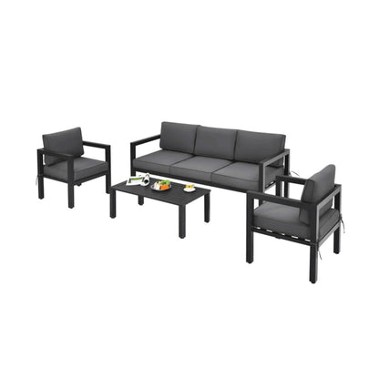 Alora 4-Piece Premium Outdoor Aluminum Furniture Set For Backyard & Poolside (SAK73532)