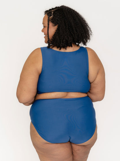 Navy Knotted Crop Top