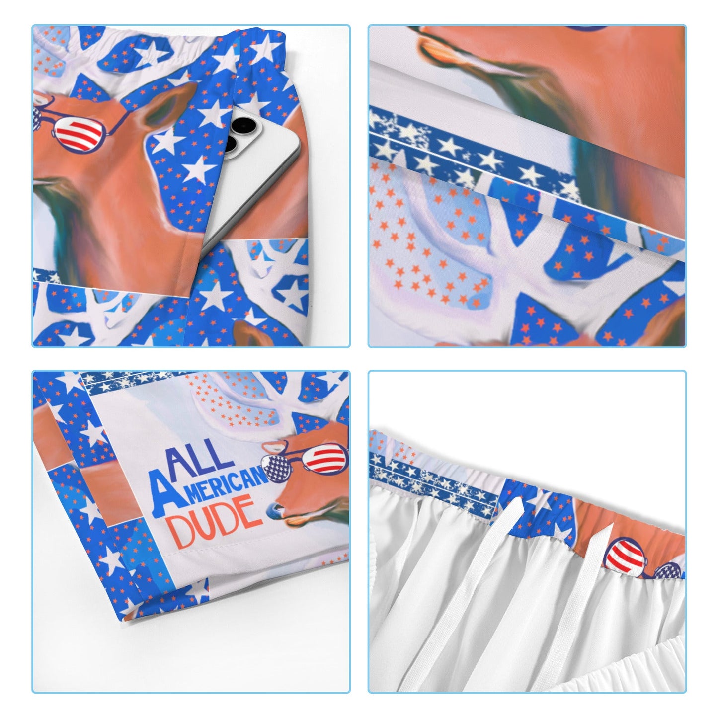 All American Dude with Deer Men's All Over Print Swim Shorts | Ships from USA