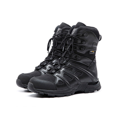 Non-Slip Black Leather Combat Boots for Maximum Comfort and Stability