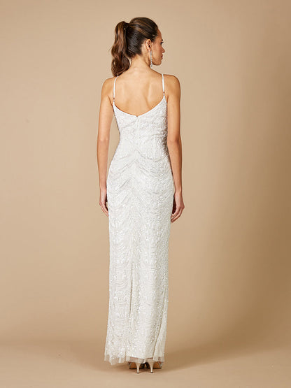 Lara Frenchie Spaghetti Strap Beaded Bridal Maxi Dress