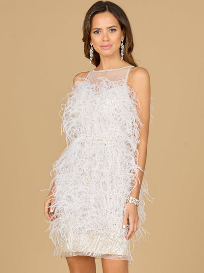 Bridal Cocktail Dress with Feathers