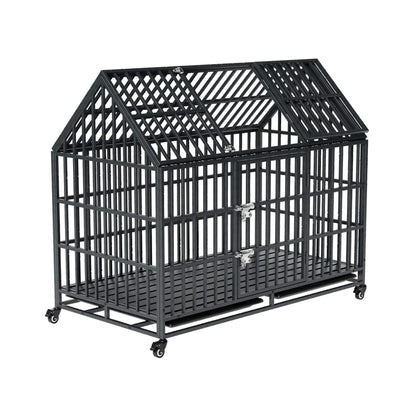 52-Inch Heavy-Duty Dog Crate With Roof Top Escape Proof Design (SAK90267)