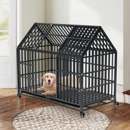 52-Inch Heavy-Duty Dog Crate With Roof Top Escape Proof Design (SAK90267)