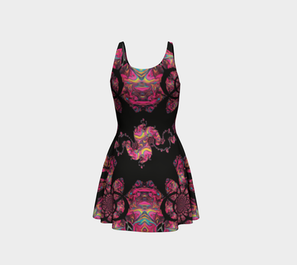 Pink Paisley Design Short Flared Dress