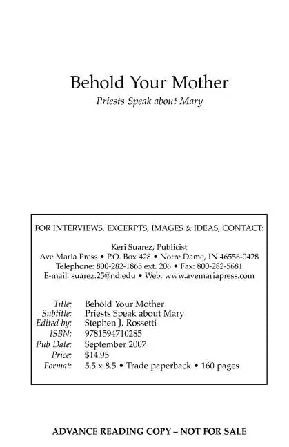Behold Your Mother: Priests Speak about Mary - Paperback