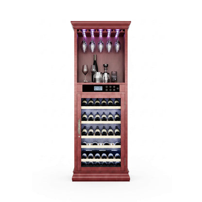 Nuvia 56-Bottle 7.5 Cu.Ft Single-Zone Multi-Tiered Wooden Wine Cooler Cabinet With Humidity And Temperature Controls (SAK73195)
