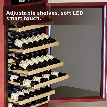 Nuvia 56-Bottle 7.5 Cu.Ft Single-Zone Multi-Tiered Wooden Wine Cooler Cabinet With Humidity And Temperature Controls (SAK73195)