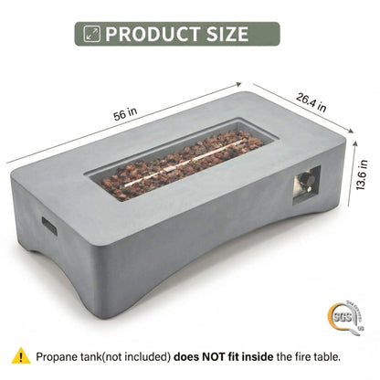 Alora 56-Inch 50K BTU Outdoor Modern Propane Fire Pit Table (SAK56830)