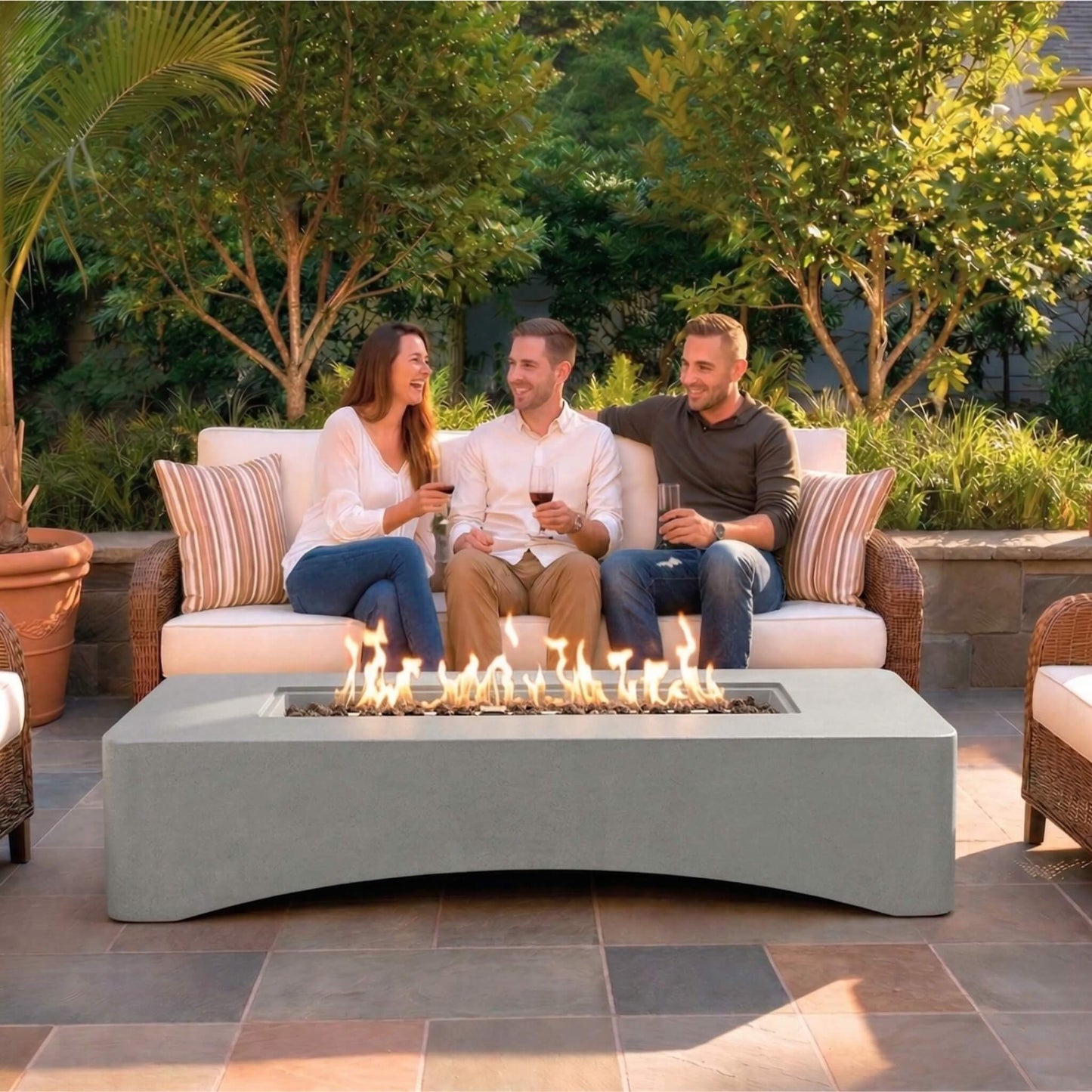 Alora 56-Inch 50K BTU Outdoor Modern Propane Fire Pit Table (SAK56830)
