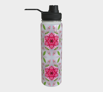 Silver and Pink Star Pattern 24 oz Stainless Steel Water Bottle with Twist-off Cap