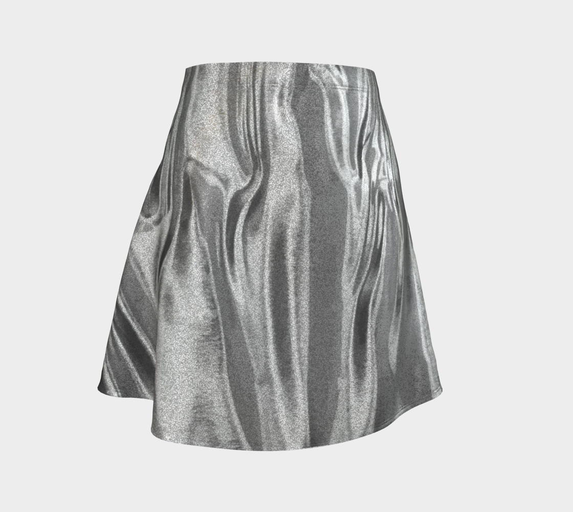 Molten Silver Flared Glitter Skirt