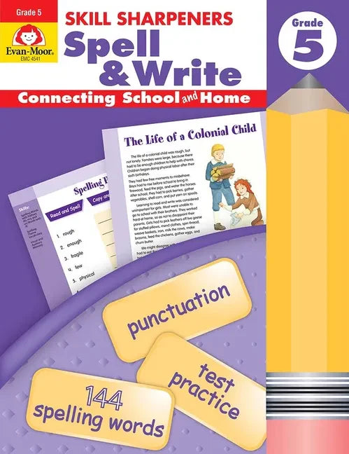 Skill Sharpeners: Spell & Write, Grade 5 Workbook - Paperback