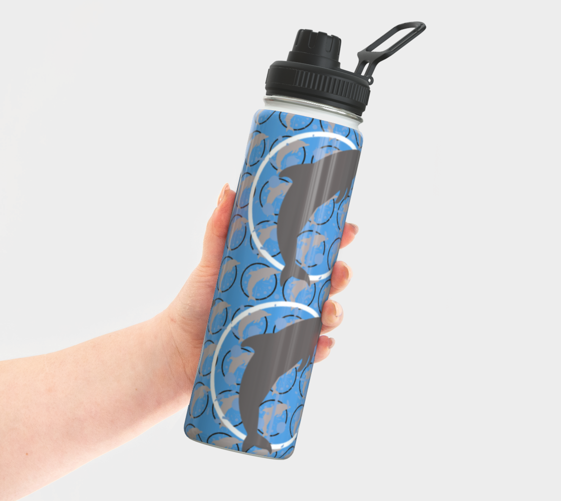 Blue Dancing Dolphins Steel Water Bottle