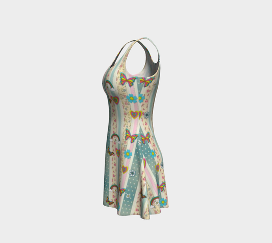 Cottagecore Pastel Stripes Short Flared Dress