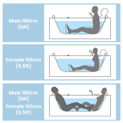 Nuvia Serenity 59-Inch 2-Person Acrylic Corner Whirlpool 16-Jet Hydromassage Bathtub With Heater Rainbow Light (SAK12058)