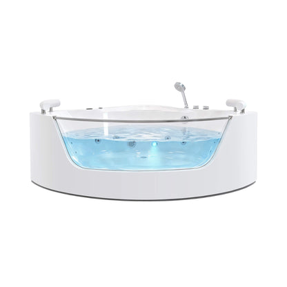 Nuvia Serenity 59-Inch 2-Person Acrylic Corner Whirlpool 16-Jet Hydromassage Bathtub With Heater Rainbow Light (SAK12058)