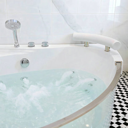 Nuvia Serenity 59-Inch 2-Person Acrylic Corner Whirlpool 16-Jet Hydromassage Bathtub With Heater Rainbow Light (SAK12058)
