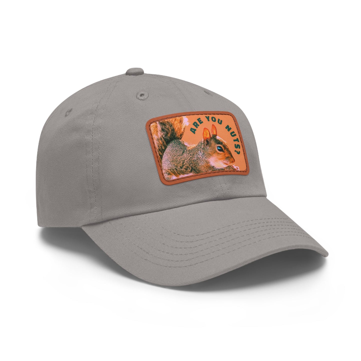 Are You Nuts? Squirrel Hat with Rectangular Leather Patch