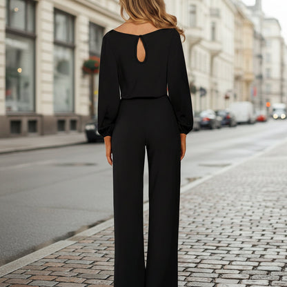 Solid Color Slim-Fit Long Sleeve Knit Jumpsuit | 3 Colors S–XXL