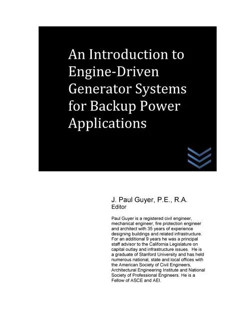 An Introduction to Engine-Driven Generator Systems for Backup Power Applications - Paperback