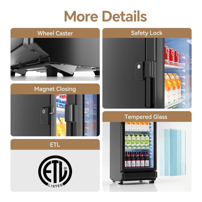 6.0 Cu.Ft Commercial Beverage Refrigerator With Glass Door And Adjustable Shelves (SAK28460)
