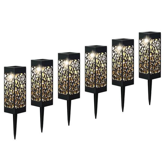 6-Pack: Outdoor Solar Light Powered Garden Pathway Lights Waterproof Hollow with Ground Spike