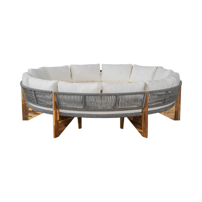 Alora 6-Person Half Moon Beige Patio Sectional Set With Cushions And Table (SAK61928)