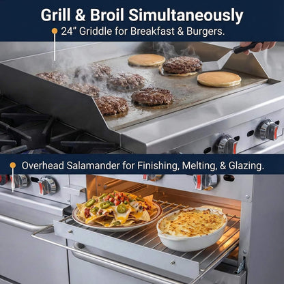 60-Inch Commercial 6-Burner 276K BTU Gas Range With Dual Ovens, Griddle And Salamander (SAK56914)