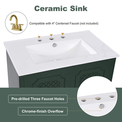 Nuvia 60-Inch Green Vintage Double Sink Vanity With Cabinets And Drawers (SAK26149)