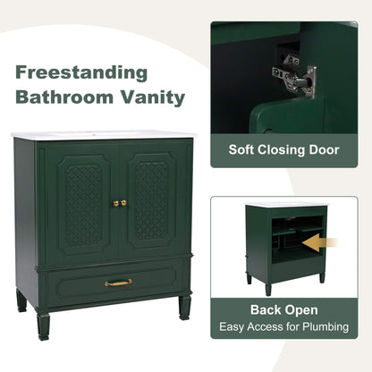 Nuvia 60-Inch Green Vintage Double Sink Vanity With Cabinets And Drawers (SAK26149)