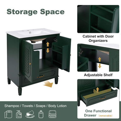 Nuvia 60-Inch Green Vintage Double Sink Vanity With Cabinets And Drawers (SAK26149)