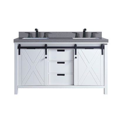 Nuvia White Bathroom Vanity With Gray Quartz Top And Faucet Set (SAK40685)