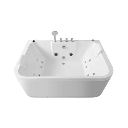 Nuvia 61-Inch 2-Person Acrylic Whirlpool Massage Bathtub With 16 Water Jets And LED Lights (SAK15780)
