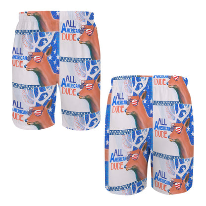 All American Dude with Deer Men's All Over Print Swim Shorts | Ships from USA