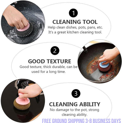 10pcs Cleaning Ball Brush Cleaning Brush Kitchen Cleaner Dish Brush Kitchen Scrubber Kitchen Helper Washing Brush Steel Wire Ball Scrubber Wire Brush Dish Towel Kitchen Accessory